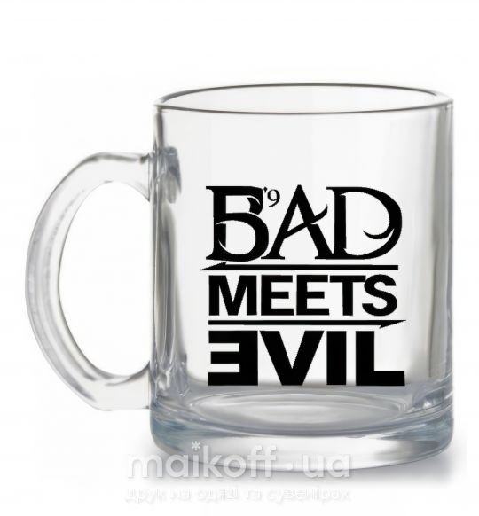 Чашка скляна BAD MEETS EVIL Прозорий фото