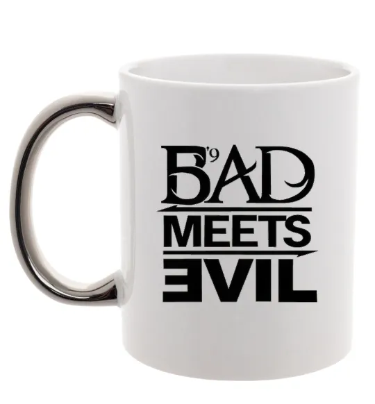 Чашка с цветной ручкой BAD MEETS EVIL Серебро фото