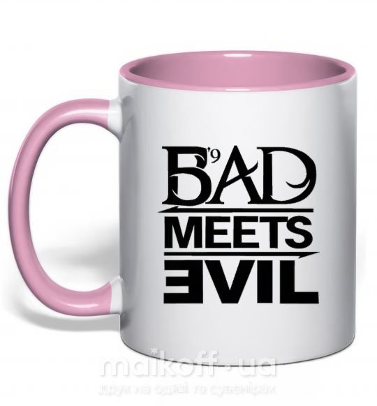 Чашка с цветной ручкой BAD MEETS EVIL Нежно розовый фото