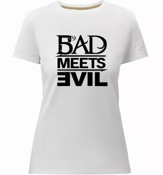 Жіноча преміум футболка BAD MEETS EVIL Білий фото