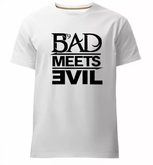 Чоловіча преміум футболка BAD MEETS EVIL Білий фото