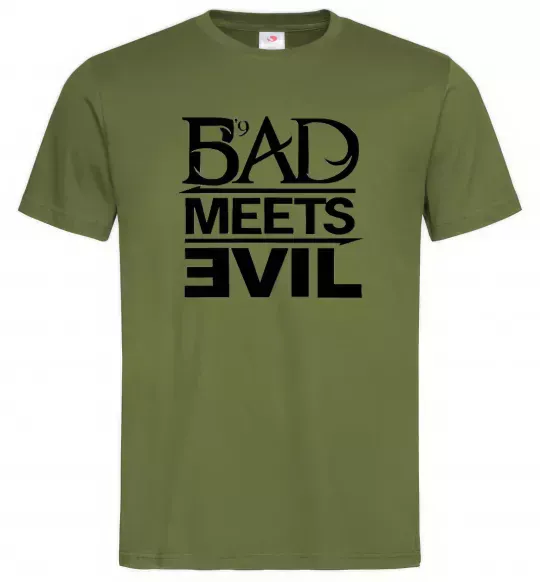 Чоловіча футболка BAD MEETS EVIL Оливковий фото