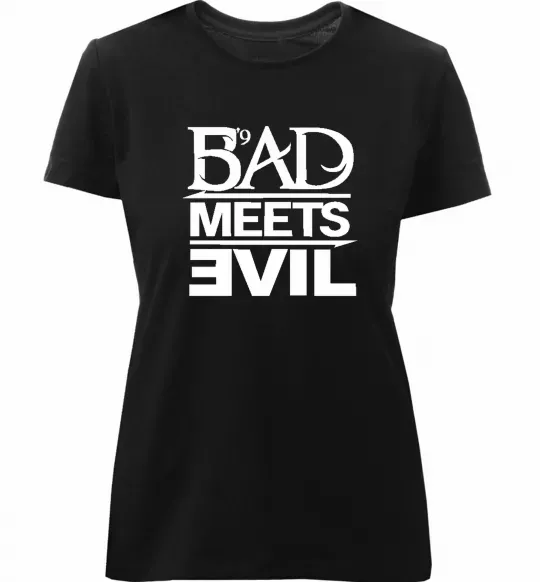 Жіноча преміум футболка BAD MEETS EVIL Чорний фото