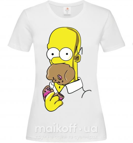 Жіноча футболка Гомер Симпсон Білий фото