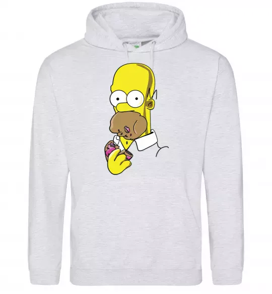 Женская толстовка (худи) Гомер Сімпсон Серый меланж фото