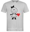 Мужская футболка GIRL WITH HEART Серый фото