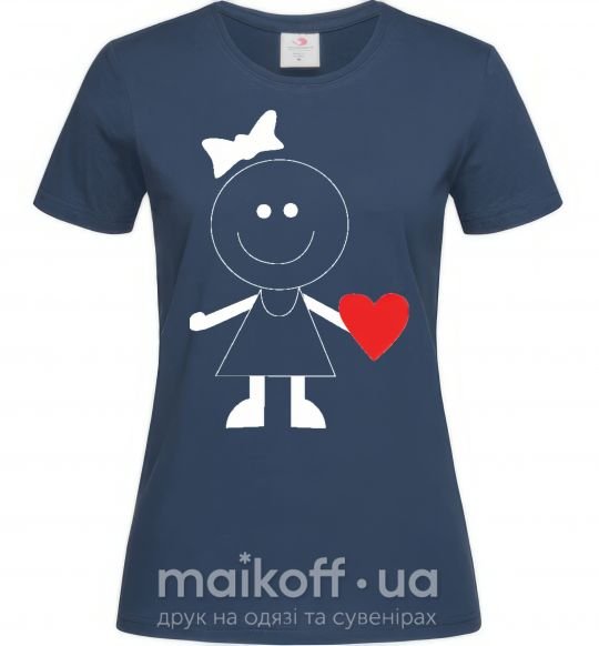 Женская футболка GIRL WITH HEART Темно-синий фото