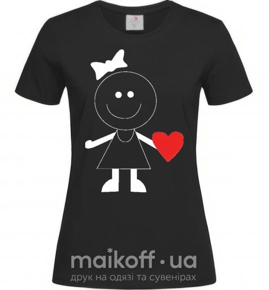 Женская футболка GIRL WITH HEART Черный фото