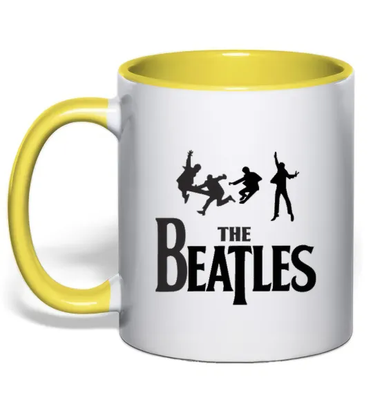 Чашка с цветной ручкой The Beatles bold Лимонный фото