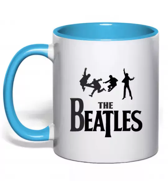 Чашка з кольоровою ручкою THE BEATLES BOLD Блакитний фото