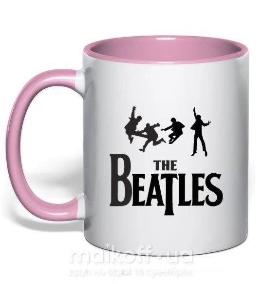 Чашка з кольоровою ручкою THE BEATLES BOLD Ніжно рожевий фото