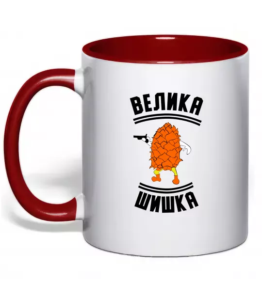 Чашка з кольоровою ручкою Велика шишка Червоний фото