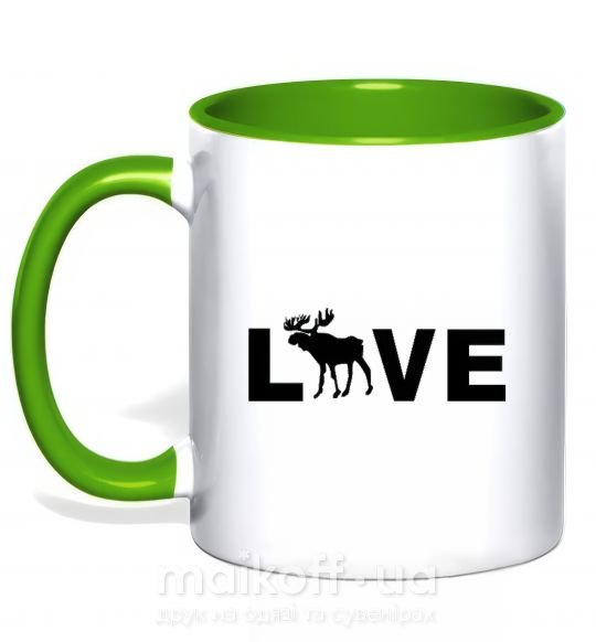 Чашка з кольоровою ручкою DEER LOVE Зелений фото