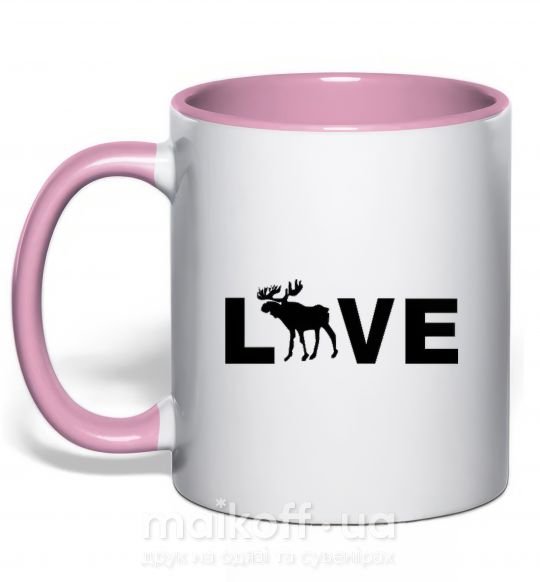 Чашка з кольоровою ручкою DEER LOVE Ніжно рожевий фото