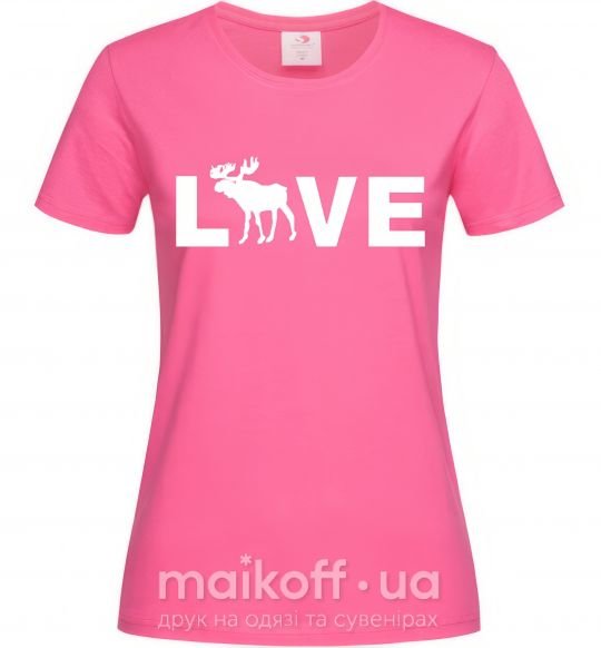 Жіноча футболка DEER LOVE Яскраво-рожевий фото