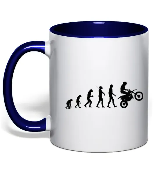 Чашка з кольоровою ручкою Motocross evolution Глибокий темно-синій фото