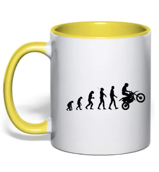 Чашка з кольоровою ручкою Motocross evolution Лимонний фото