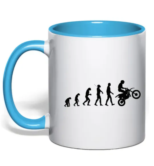 Чашка з кольоровою ручкою Motocross evolution Блакитний фото