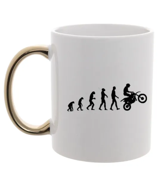 Чашка з кольоровою ручкою Motocross evolution Золото фото