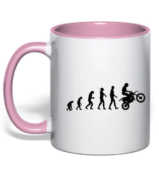 Чашка з кольоровою ручкою Motocross evolution Ніжно рожевий фото