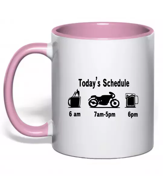 Чашка з кольоровою ручкою ДЕНЬ МОТОЦИКЛИСТА Ніжно рожевий фото