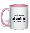 Чашка з кольоровою ручкою ДЕНЬ МОТОЦИКЛИСТА Ніжно рожевий фото