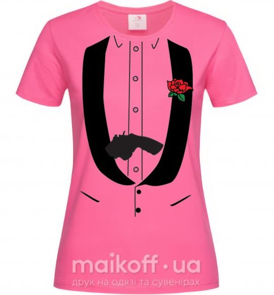 Женская футболка GUN ROSE FRAK Ярко-розовый фото