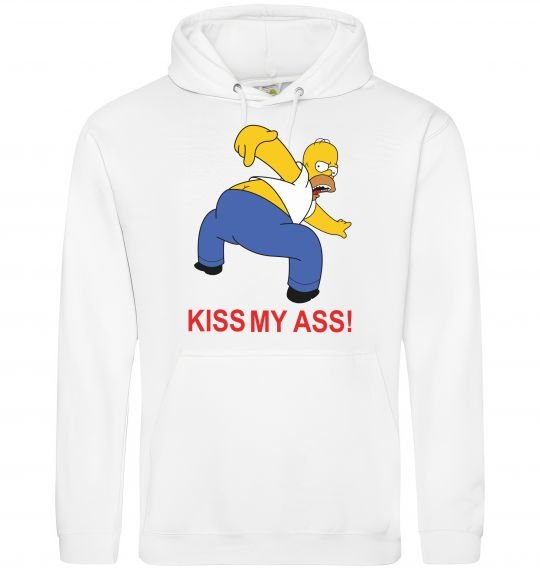 Чоловіча толстовка (худі) KISS MY ASS Homer simpson Білий фото