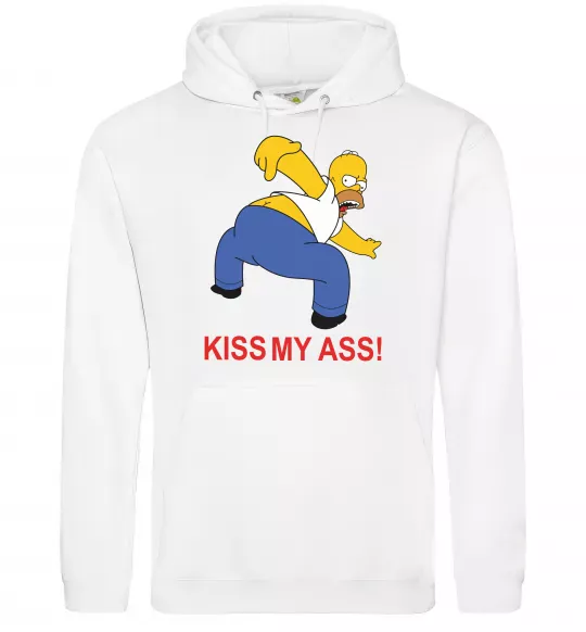 Мужская толстовка (худи) KISS MY ASS Homer simpson Белый фото
