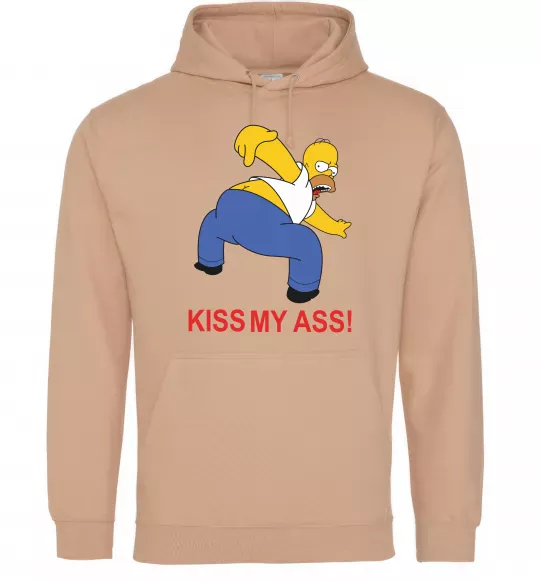 Мужская толстовка (худи) KISS MY ASS Homer simpson Песочный фото