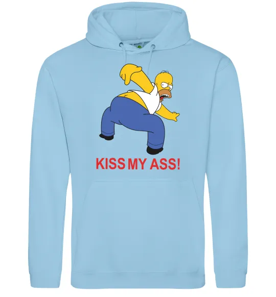 Мужская толстовка (худи) KISS MY ASS Homer simpson Голубой фото
