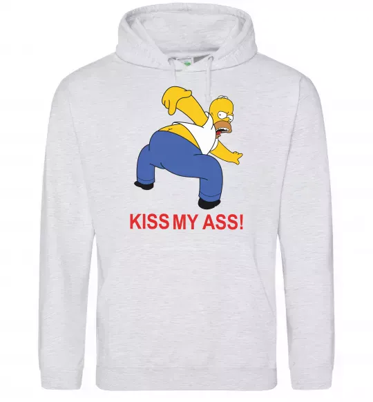 Женская толстовка (худи) KISS MY ASS Homer simpson Серый меланж фото