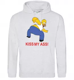 Женская толстовка (худи) KISS MY ASS Homer simpson Серый меланж фото