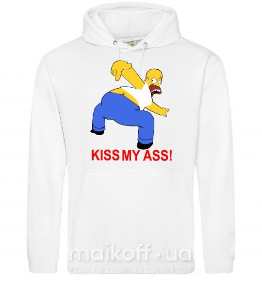 Чоловіча толстовка (худі) KISS MY ASS Homer simpson Білий фото