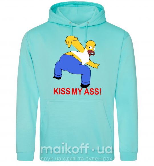 Мужская толстовка (худи) KISS MY ASS Homer simpson Мятный фото