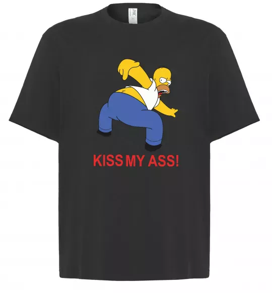Футболка Оверсайз KISS MY ASS Homer simpson Чорний фото