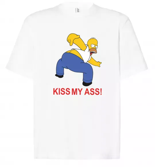 Футболка Оверсайз KISS MY ASS Homer simpson Білий фото