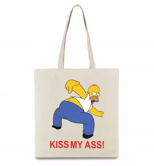 Эко-сумка KISS MY ASS Homer simpson Бежевый фото