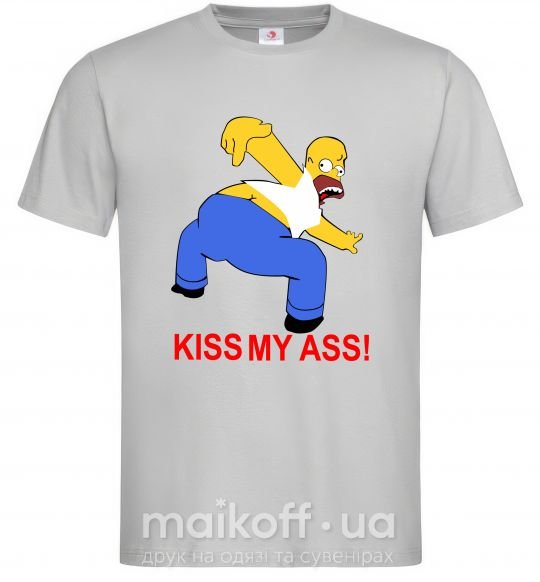Мужская футболка KISS MY ASS Homer simpson Серый фото