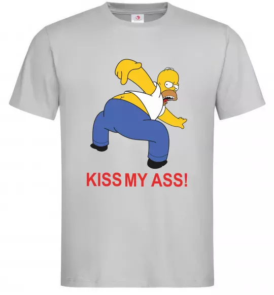Чоловіча футболка KISS MY ASS Homer simpson Сірий фото