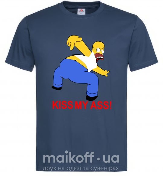 Мужская футболка KISS MY ASS Homer simpson Темно-синий фото