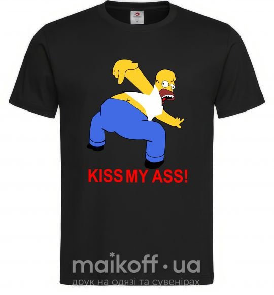 Мужская футболка KISS MY ASS Homer simpson Черный фото