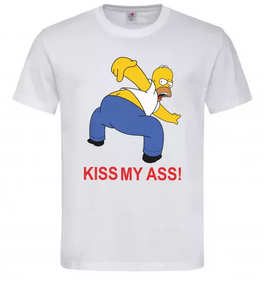 Чоловіча футболка KISS MY ASS Homer simpson Білий фото