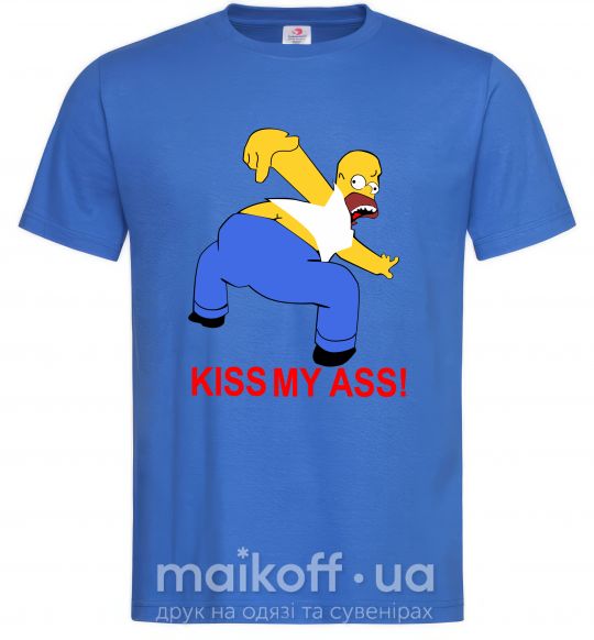 Чоловіча футболка KISS MY ASS Homer simpson Яскраво-синій фото