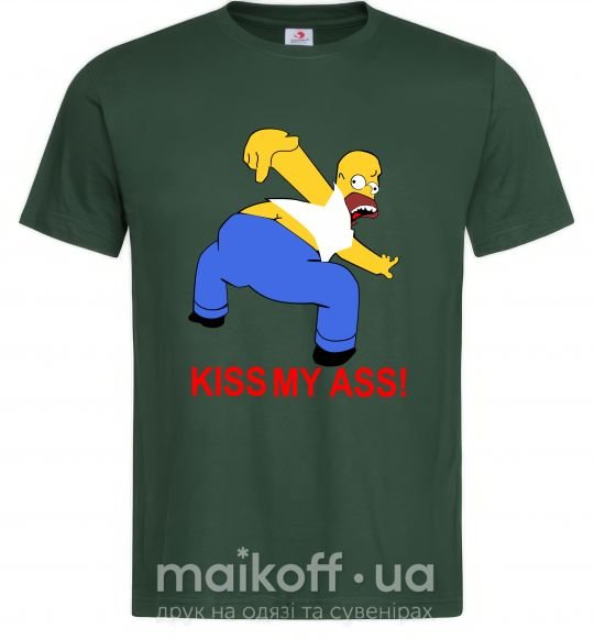 Мужская футболка KISS MY ASS Homer simpson Темно-зеленый фото
