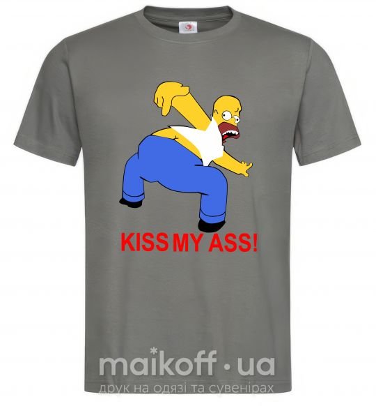 Мужская футболка KISS MY ASS Homer simpson Графит фото