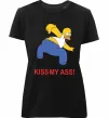 Жіноча преміум футболка KISS MY ASS Homer simpson Чорний Жіноча преміум футболка KISS MY ASS Homer simpson Чорний фото