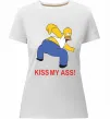 Жіноча преміум футболка KISS MY ASS Homer simpson Білий Жіноча преміум футболка KISS MY ASS Homer simpson Білий фото