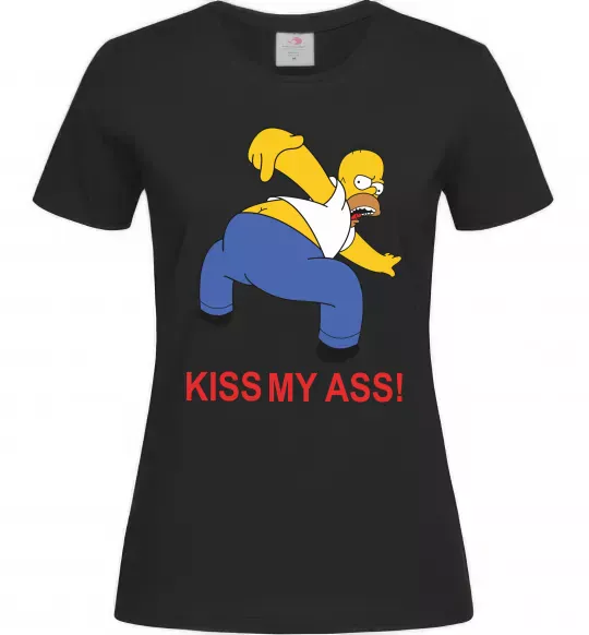 Женская футболка KISS MY ASS Homer simpson Черный фото