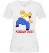 Женская футболка KISS MY ASS Homer simpson Белый фото